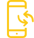 Yellow-mobile-device-icon-with-refresh-arrows-going-in-a-circle
